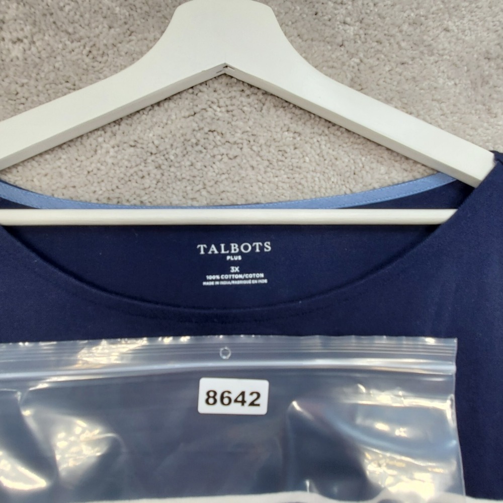 Talbots Blouse Top Womens 3X Blue Multi Striped Cotton Sailor Nautical Comfy - Picture 10 of 11